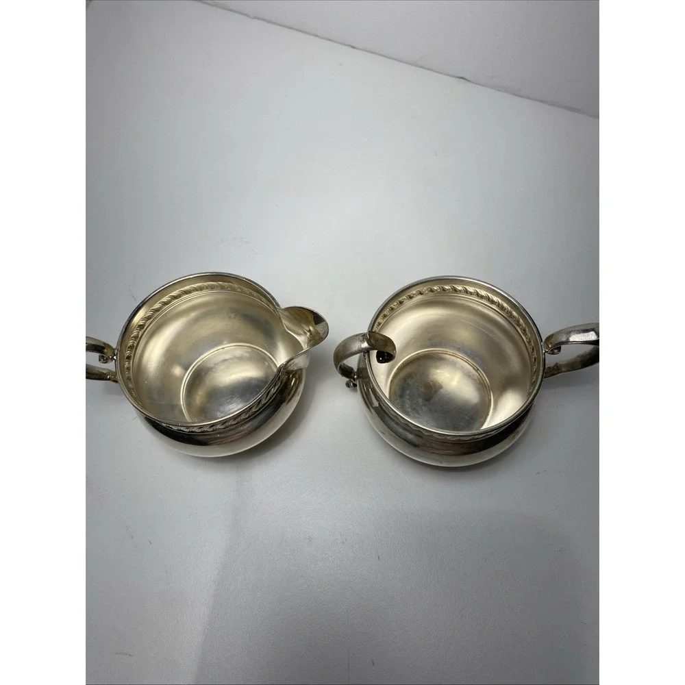 Gorham Electroplated,‎ Creamer And Open Two Handle Sugar Bowl Set Broken Handle